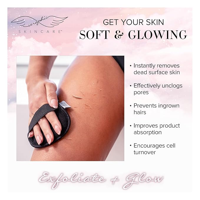 Seraphic Skincare Bikini Buffer – 100% Vegan Viscose Scrub Mitt For Women – Gently Exfoliates Dead Skin – Ingrown Hair & Razor Bumps Treatment on Bikini Area – Natural & Effective Exfoliation