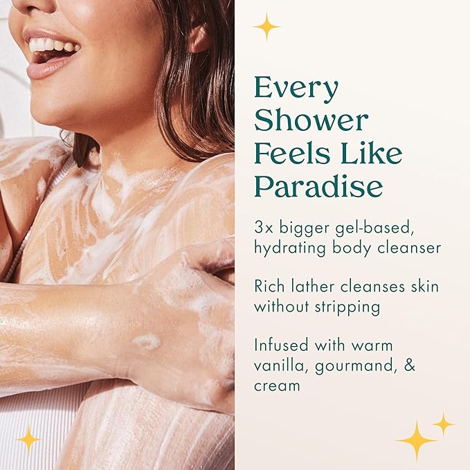 Kopari Jumbo Tahitian Vanilla Hydrating Body Wash | 25 oz Gel-Based Body Cleanser with Coconut Water, Aloe & Sea Kelp | Rich Lather, Signature Coconut Milk Scent