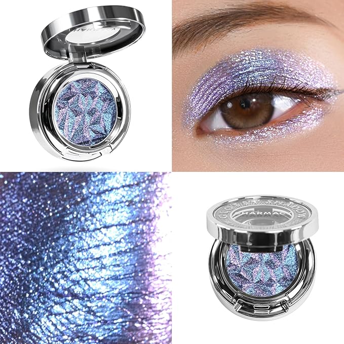 Duochrome Glitter Eyeshadow Shimmer Metallic,High-Pigment, Crème-Powder Eyeshadow Makeup for Holiday & Festive Looks, Vegan & Cruelty-Free#02