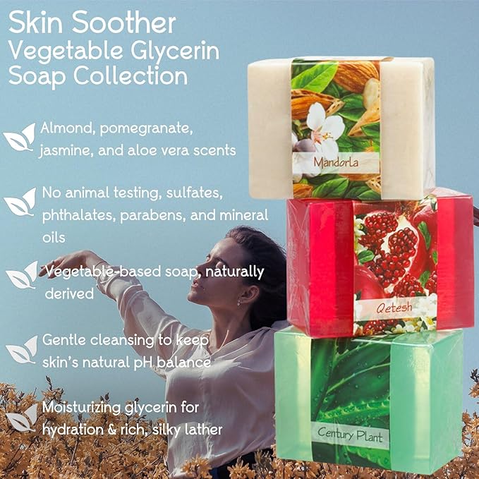 Glycerin Bar Soap Set of 3#8 - Natural, Vegan-Friendly, Hypoallergenic - Moisturizing and Hydrating with 100% Vegetable Glycerin - Sulfate-Free, Paraben-Free, Chemical-Free - 4.5 oz Each