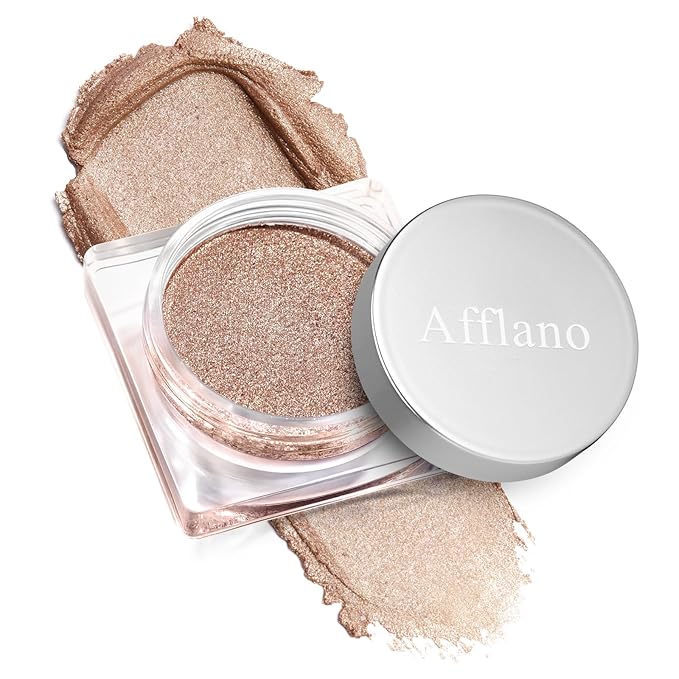 Cream Rose Gold Shimmer Eyeshadow Bright Richly Pigmented, Long Wear Intense Gold Glitter Creme Eye Shadow, Waterproof Ultra-Blendable Champagne Sombras de Ojos Makeup, Cruelty-Free & Vegan, 08#