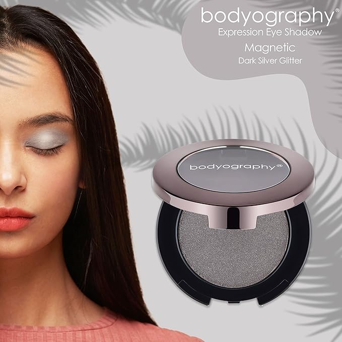 Bodyography Expressions Eye Shadow – Magnetic (Silver Grey (Glitter)) | Multi-Functional, Long-Wearing Powder for Eyes, Cheeks & Brows | Buildable, Silky Finish | Vegan, Talc-Free