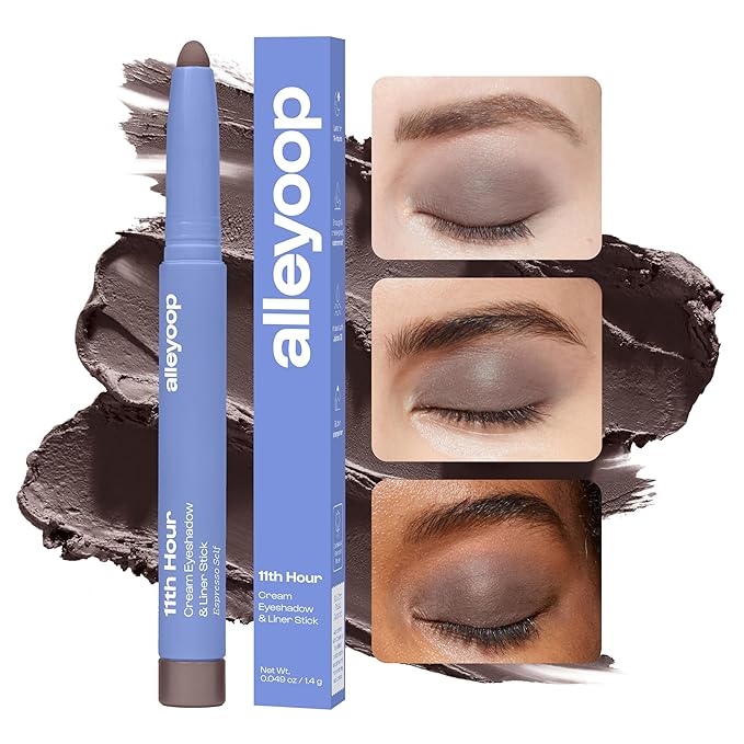 ALLEYOOP 11th Hour Waterproof Cream Eyeshadow Stick – Long-Lasting Eye Shadow Pencil & Eyeliner, Cream to Powder Stick & Highlighter – Smudge-Proof Eyeshadow Matte, Smoky Mocha Matte