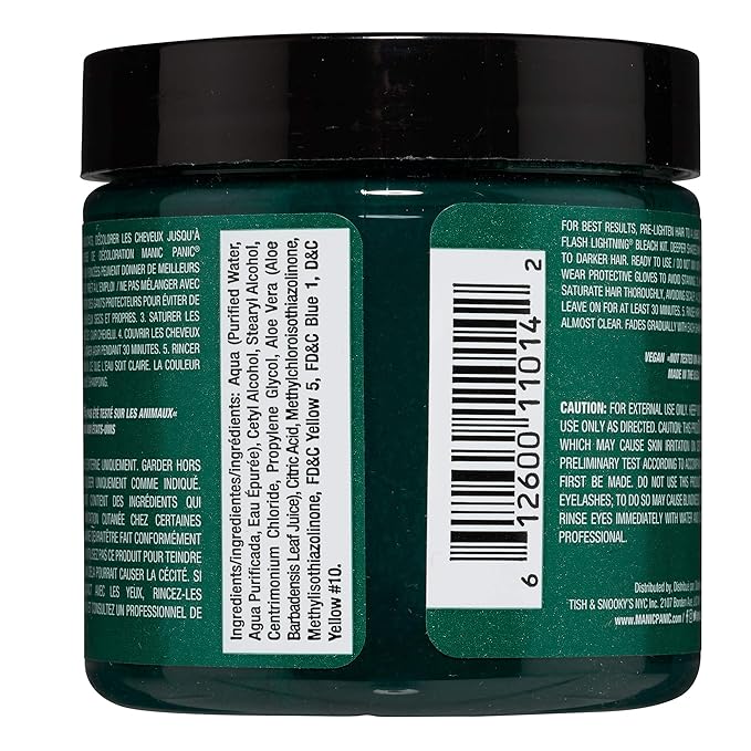MANIC PANIC Classic Green Envy Semi Permanent Hair Color - Emerald Green Hair Dye for Women & Men That Lasts 4-6 Weeks - Vegan, Ammonia & Cruelty-Free - Create & Mix Custom Shades (4oz)