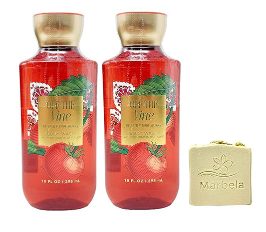 Bath & Body Works Off The Vine - 2 Pack Of Body Wash with a Wild Jasmine Bar Soap.