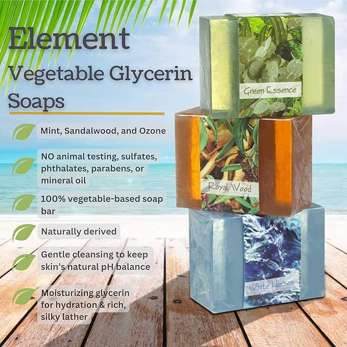 Glycerin Bar Soap Set of 3#4 - Natural, Vegan-Friendly, Hypoallergenic - Moisturizing and Hydrating with 100% Vegetable Glycerin - Sulfate-Free, Paraben-Free, Chemical-Free - 4.5 oz Each