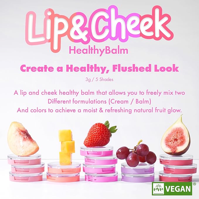 Amuse SEOUL Lips and Cheeks Healthy Balm 03 STRAWBERRY BALM | Moisturizing, Glossy, Creamy Texture, Lightweight, Dewy Finish, Natural-looking Color, K Beauty Makeup, Vegan (1.5g / 0.05 oz)