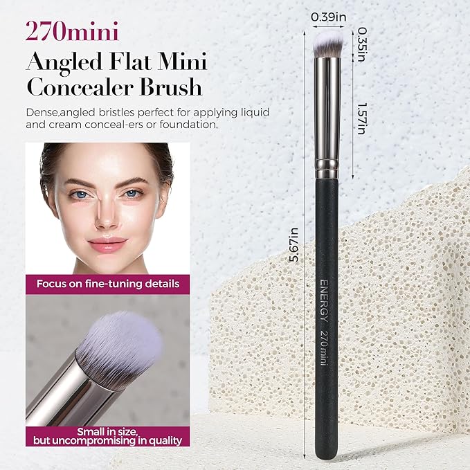 ENERGY Concealer Makeup Brush Set Professional Under Eye Make Up Brushes Perfect For Liquid Cream Powder Founation Blending Soft Vegan Angled Travel Cosmetics Applicator 2pcs