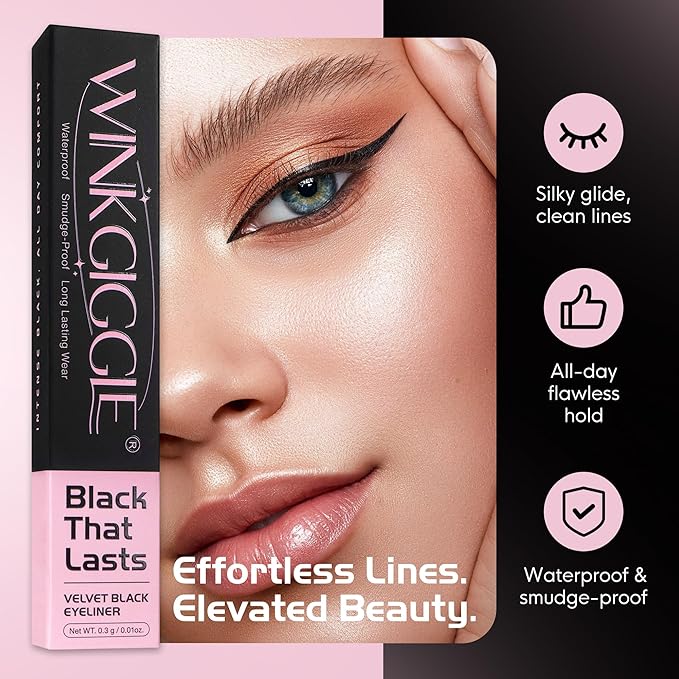 Black Eyeliner No Budge Retractable Eye Liner, Creamy Pigmented & Waterproof Creates Bold & Defined Lines Vegan & Cruelty-Free Easy to Apply （Black）