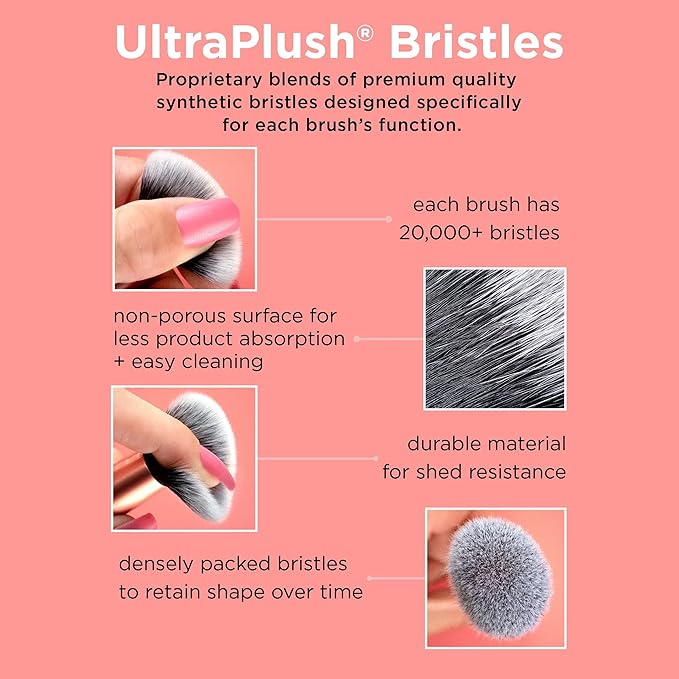 Real Techniques 8 Piece Everyday Eye Essentials Makeup Brush Set,Eye Brushes for Liner,Eyeshadow,Brows,& Lashes,Travel Friendly,Gift Set,Synthetic Bristles,Cruelty-Free & Vegan,(Pack of 8)