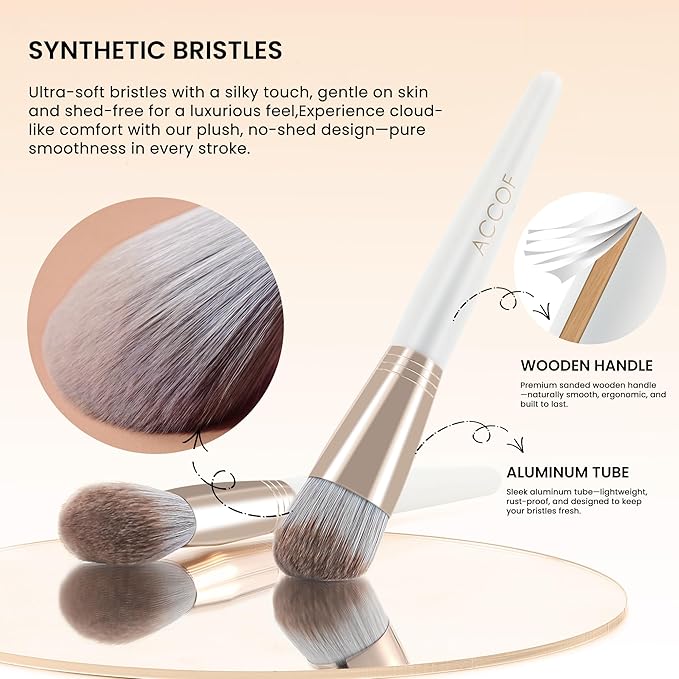 Makeup Brush Set Pearlescent Handles, 14Pcs Vegan Makeup Brushes Synthetic Bristles for Powder Foundation Concealer Blush Contour Eye Shadow Blending,Cruelty-Free,Comestic Brushes with Case