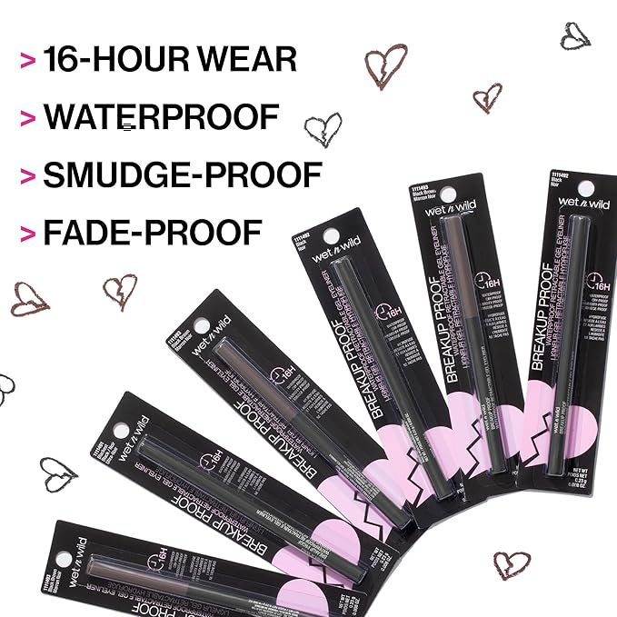 wet n wild Mega Last Breakup Proof Retractable Eyeliner - Ultra-Fine Brush, Waterproof,16-Hour Long-Lasting Wear - Cruelty-Free & Vegan - Black (Pack of 2)
