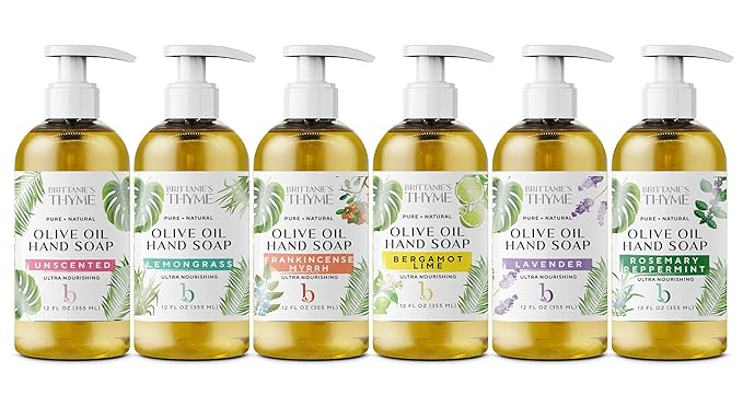 Brittanie’s Pure Castile Liquid Hand Soap Refill, Bergamot | Lavender | Lemongrass, 12 Ounce Pack of 3 | Dish Soap, Hair & Body, Home, Gentle & Pure, Natural Luxurious Oils, Vegan & Gluten Free