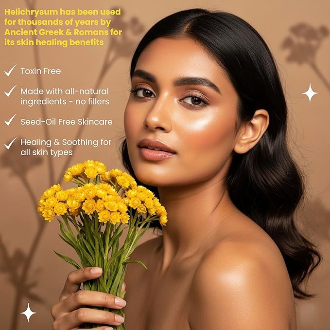 Helichrysum Essential Oil for Skin Veins Bruises & Organic Jojoba Oil for Face & Body Moisturizer Pre-Mixed Skin Healing, Anti-Aging, Vegan, Hydrating & Moisturizing Body Oil Serum 2 oz