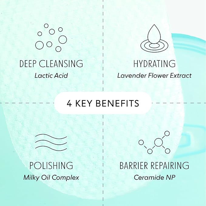 LOOPS Milky Cleanser Korean Skincare - Deep Cleansing and Hydrating Skin Care - Pre-soaked Bamboo Facial Cleansing Pads - Facial Wash with Milky Oil Complex - Oil Cleanser for Face - Pack of 60