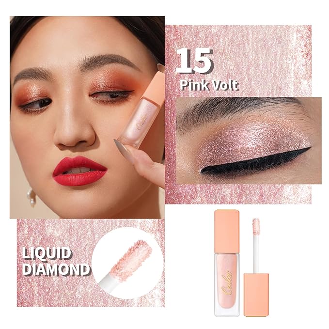 Oulac Eyeshadow Liquid Eyeshadow Multi-Usage Liquid Glitter Eyeshadow&Eyeliner Highly Pigmented, One-Swipe Coverage Long Lasting with No Creasing Formula Vegan&Cruelty-Free