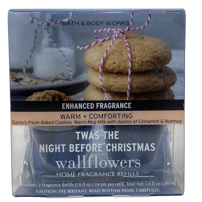 Bath & Body Works Twas The Night Before Christmas Wallflowers Refills 2-Pack with a Himalayan Salts Springs Sample Soap.