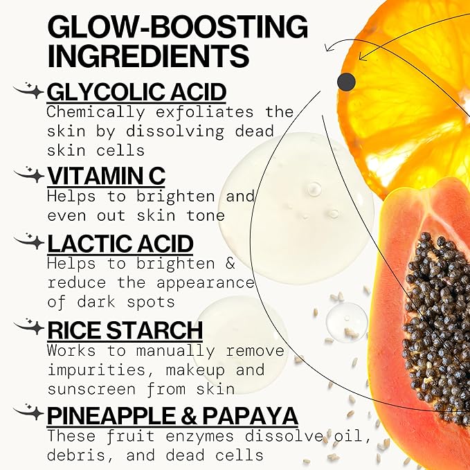 Pacifica Glow Baby Exfoliating Face Scrub, Brightening Enzyme Facial Cleanser w/ Vitamin C & Glycolic Acid for Radiant Smooth Skin, Unclogs Pores & Removes Dead Skin, Microbead-Free Vegan (4 fl oz)
