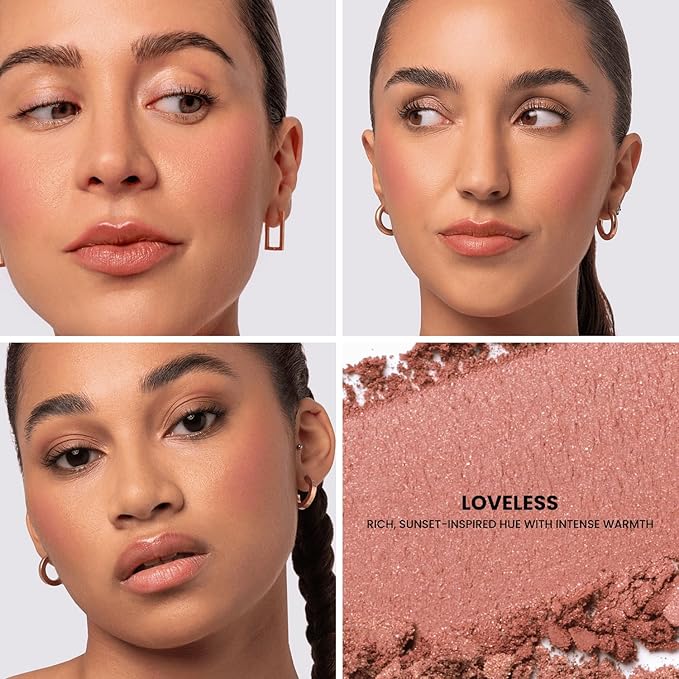 Phase Zero Makeup Powder Blusher | "Loveless" - 5g / 0.18 oz. | Full Coverage, Natural Blush - Soft, Buildable Pink, Coral, Peach & Golden Hues | Matte & Shimmering Shades Gives Cheeks a Radiant Glow