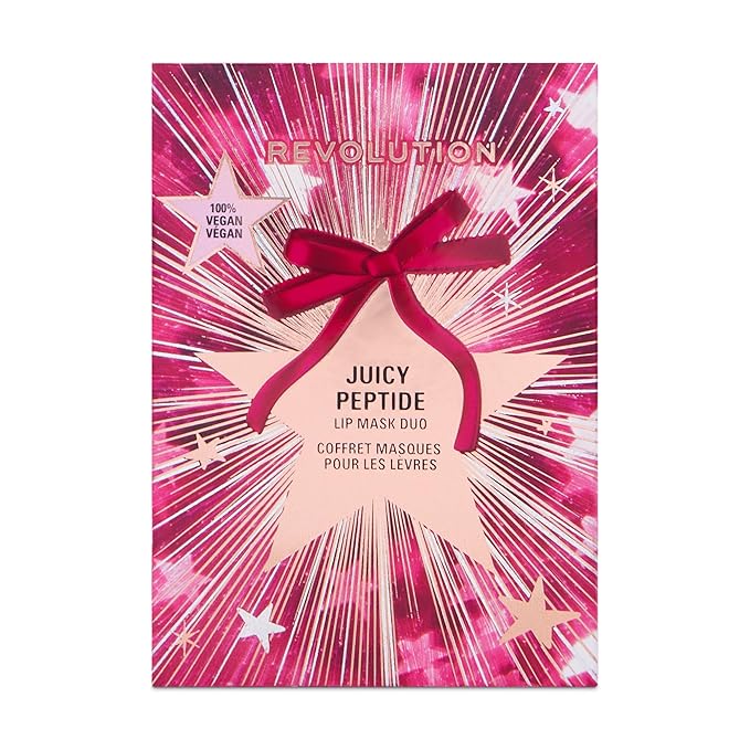 Revolution Juicy Peptide Lip Mask Set, Full-Look Lip Gift Set, 2-Piece Lip Collection with Blending Sponge, Vegan & Cruelty-Free