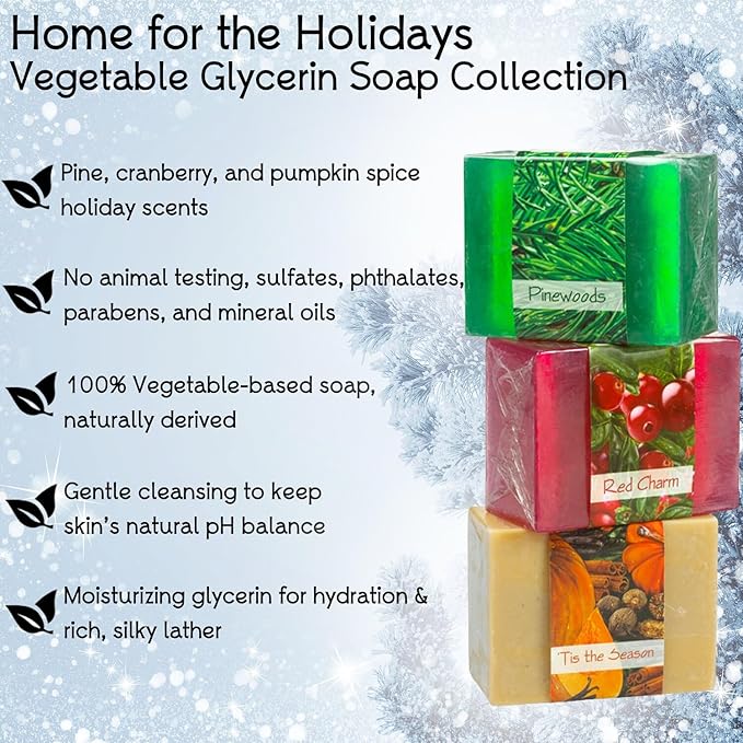 Glycerin Bar Soap Set of 3#3 - Natural, Vegan-Friendly, Hypoallergenic - Moisturizing and Hydrating with 100% Vegetable Glycerin - Sulfate-Free, Paraben-Free, Chemical-Free - 4.5 oz Each