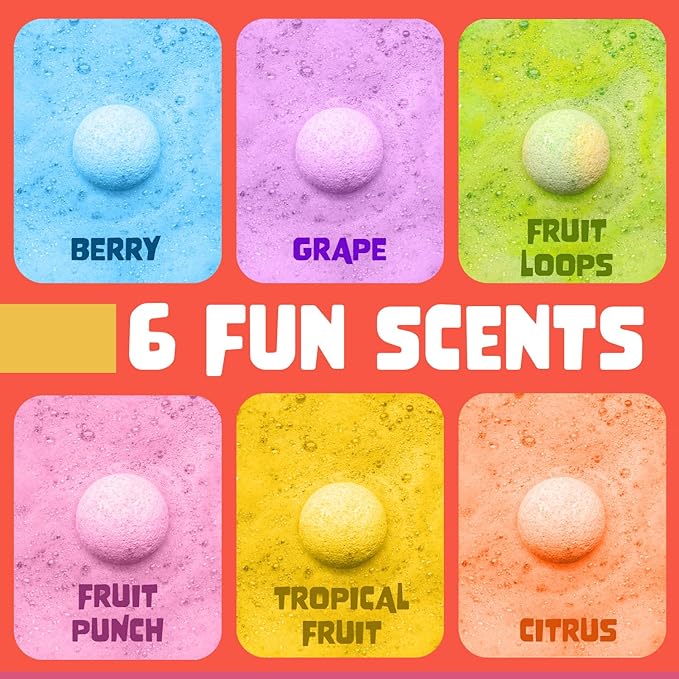 Superhero Bath Bombs for Kids with Surprise Toys Inside (6 Pack) - Large Bubble Bomb Fizzies for Boys, Girls, & Toddlers - Boys Easter Basket Stuffers, Fruity Scents, Made in USA by Two Sisters