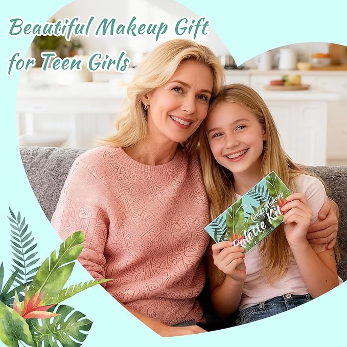 Color Nymph Girls Eye & Cheek Makeup Palette - Eyeshadow & Blush & Highlighter Palette for Teens Girls Tweens, Beginner-Friendly, Gentle Makeup Kits for Starter, Makeup Gift for Birthday (Mint Green)