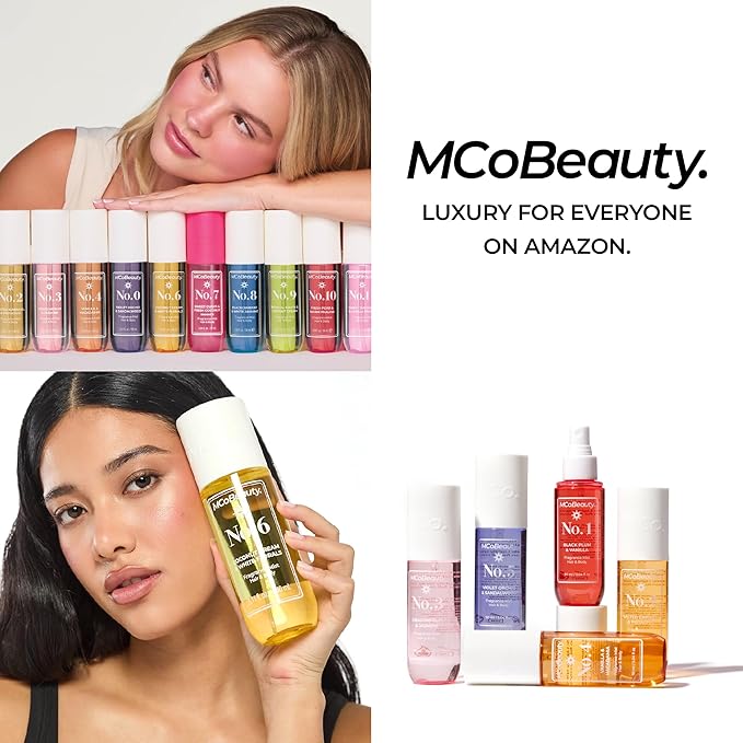 MCoBeauty - Fragrance Mist No. 6 - Light Body Mist and Hair Perfume Coconut Cream & White Florals, Tropical Notes for Day or Night - Vegan, Cruelty Free - Gifts for Women, Feminine Spray - 90ml Bottle