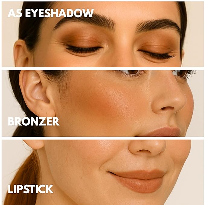 Stellar Cheeks Cream Blush, Long-lasting, Lightweight Formula for Cheeks, Lips & Eyes, Infused with Coconut & Jojoba, Cappuccino