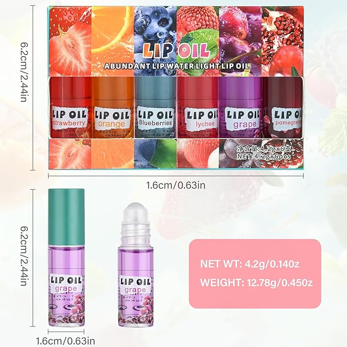 12Pcs Roll On Lip Gloss Set，Mini kids Lip Gloss Fruit Flavored，Moisturizing Lip Oil Make up for Teens and Girls，Hydrating Long Lasting Glossy,Christmas Party Favors Gift，Vegan & Cruelty-Free