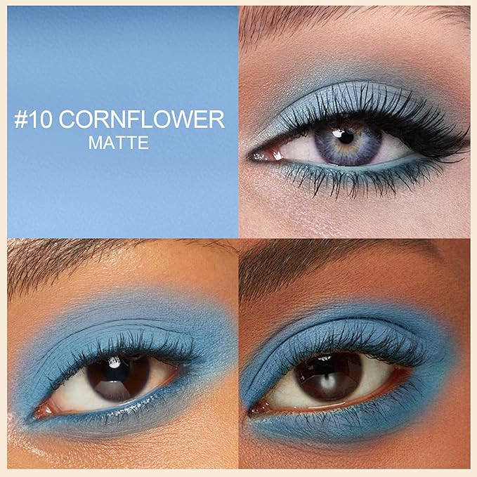 Erinde Waterproof Cream Eyeshadow Stick, Light Sky Blue Matte Eye Shadow Sticks, Cream to Powder Eyeshadow Crayon, Buildable & Blendable Long-Lasting Eye Shadow Stick, Vegan & Cruelty-Free, 10