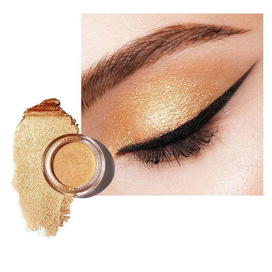 Oulac Gold Eyeshadow Cream Eyeshadow-Sombra de Ojos Highly Pigmented Natural Waterproof&Long Lasting with Moisturizing Formula, Shimmer Glitter Eye Makeup Large Capacity. 6g.