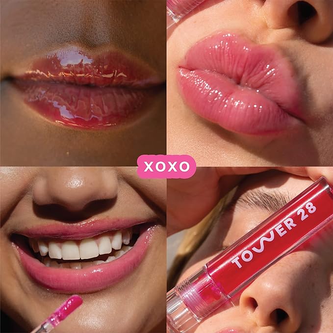 Tower 28 ShineOn Lip Gloss Jelly - Hydrating Lip Balm + Sheer Gloss for Sensitive Lips - Non-Sticky + High-Shine Jelly Formula with Nourishing Oil Blend - XOXO - Sheer Pink (0.13)