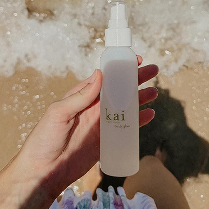 kai body glow rose, 4 Fl Oz, dry body oil with jojoba, chamomile, cucumber extracts, moisturizes and leaves a radiant glow with a fresh + clean fragrance, layered with rose absolute, made in the usa