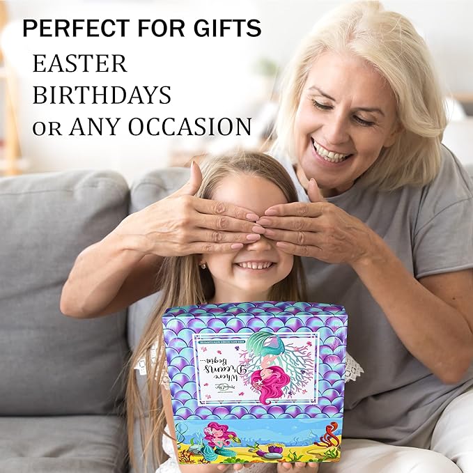 Bath Bombs for Kids w/Surprise Inside, Mermaid Bath Bombs for Girls with Jewelry & Jewelry Box for Kids Organic, Skin Moisturizing, Natural Bubble Birthday Gift Easter Basket Essentials for Boy Girls