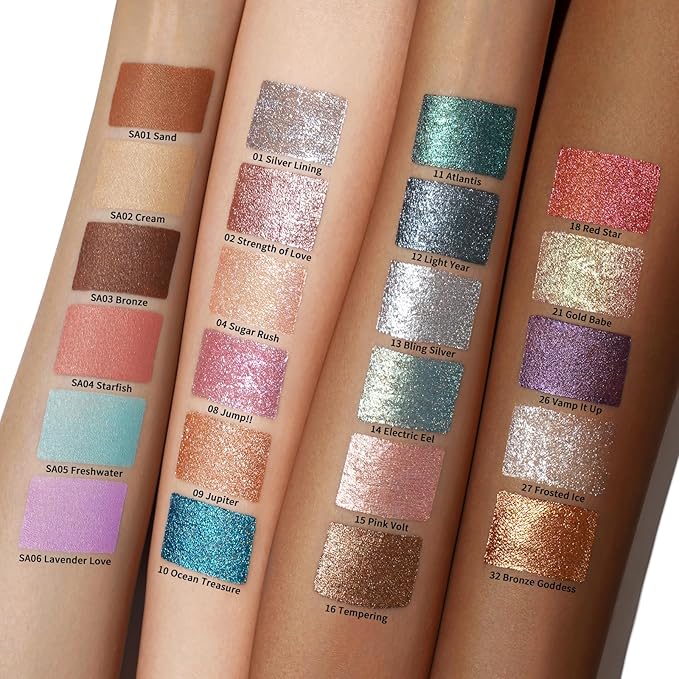 Oulac Liquid Glitter Eyeshadow Liquid Eyeshadow Green Eye shadow Shimmer Liquid Eyeliner Non-sticky One-Swipe Coverage with Quick-Drying Crease-resistant Formula.Vegan & Cruelty-Free.(11)