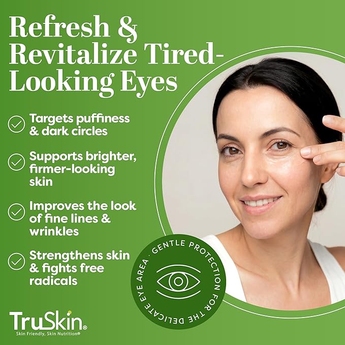 TruSkin Peptide Eye Cream Gel for Dark Circles & Fine Lines - Lightweight Under Eye Gel with Peptides & Hyaluronic Acid - Hydrating & Smoothing Eye Care for Tired-Looking Eyes, 0.5 Fl Oz