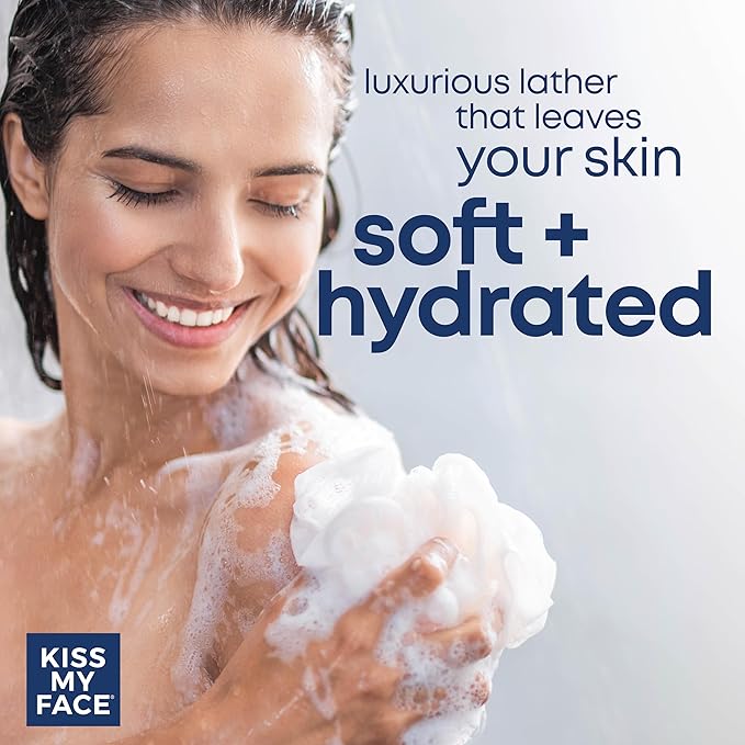Kiss My Face De-Stress 2-in-1 Body Wash & Bath Soak - Lemongrass + Juniper Berry - Botanical Blend - Vegan and Cruelty Free - With added Rhodiola Rosea, Hemp Seed Oil and Ashwagandha - 16 fl oz Bottle