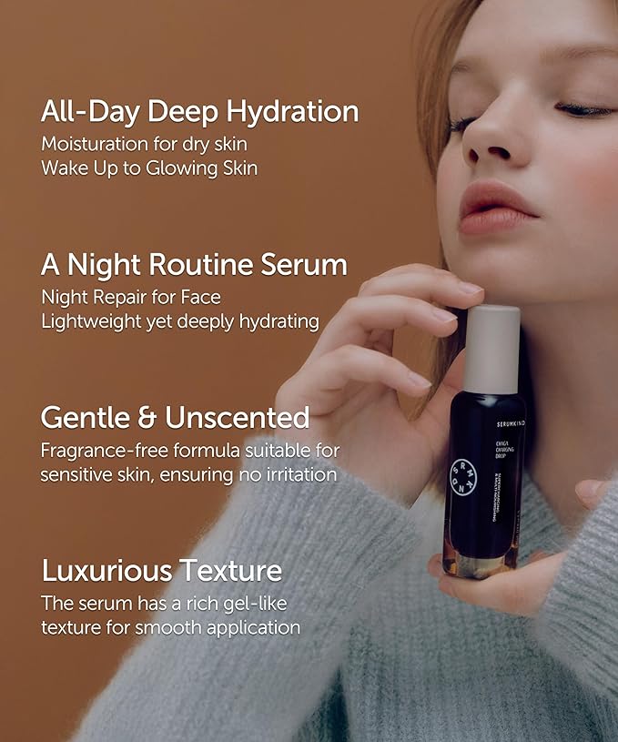 SERUMKIND Chaga Mushroom Serum for Face - Betaine Moisture Boost + Chaga-Derived Beta Glucans - Deep Hydration for Extremely Dry Skin - Korean Skincare - Vegan & Cruelty-Free – 1.01 fl.oz.