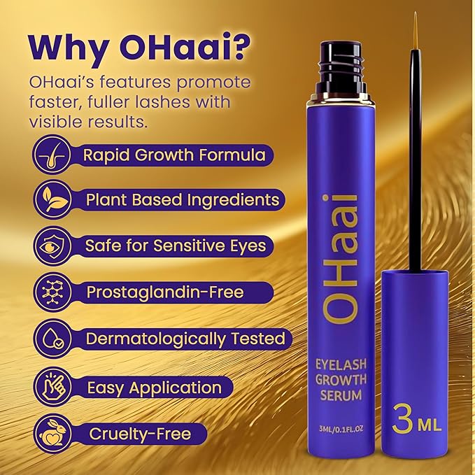 Prostaglandin-Free Eyelash Growth Serum for Thicker Longer Fuller Lashes, Lash Enhancing Serum, Lash Boost, Eyelash Lift, Vegan & Cruelty-Free for Sensitive Eyes, 3ml, 90-Day Supply