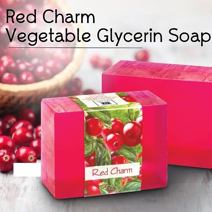 Glycerin Bar Soap Red Charm Scent - Natural, Vegan-Friendly, Hypoallergenic - Moisturizing and Hydrating with 100% Vegetable Glycerin - Sulfate-Free, Paraben-Free, Chemical-Free - 4.5 oz