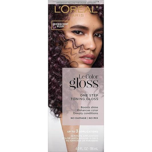 L’Oréal Paris Le Color Gloss One Step In-Shower Toning Hair Gloss, Neutralizes Brass, Conditions & Boosts Shine, Iridescent Plum Purple, 4 Ounce