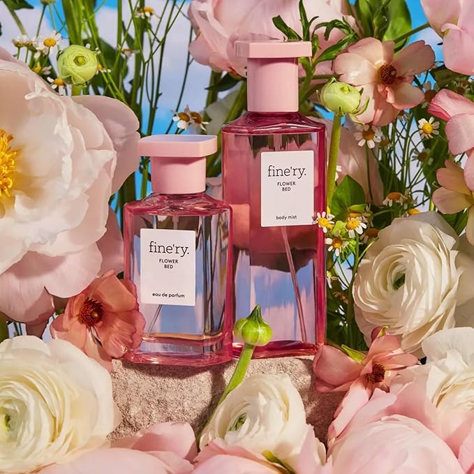 Fine'ry Flower Bed Peony Apple Hair + Body Fragrance Mist Spray for Women - Long-Lasting, Floral, Fresh, Clean Scent - Lush Peony, Green Apple & Blooming Jasmine, Body Spray for Girls, Vegan (5 Fl Oz)