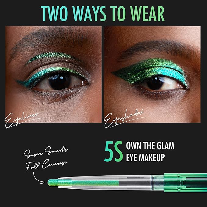BEPHOLAN Chameleon Metallic Green Eyeliner Pencil Waterproof Gel Eye Liner Pencil Shifting Colors Glitter, Smudge Proof 24h Long-Lasting Eyeliner Pen (WILD OASIS)
