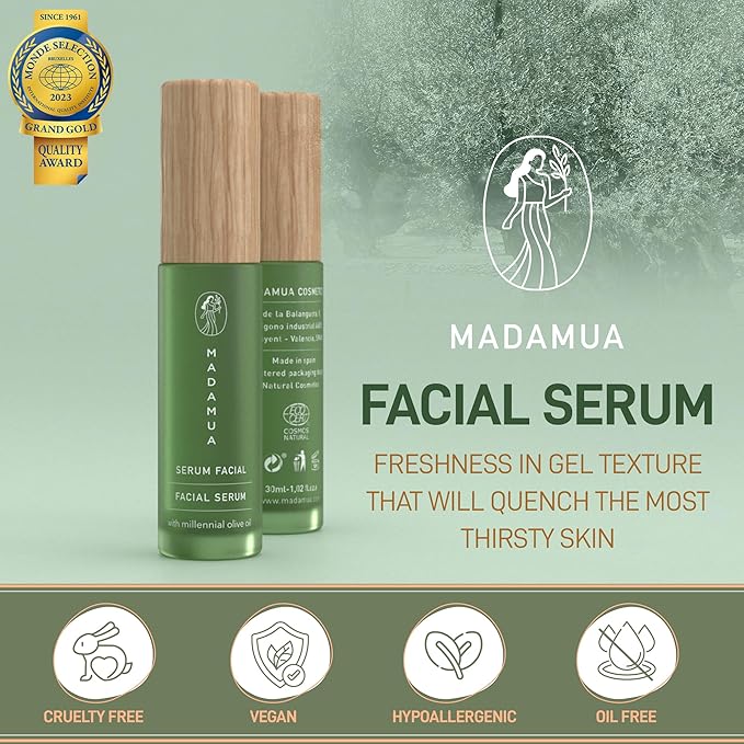 Organic Face Serum for Women - Hydrating Serum for Face with Millennial Olive Oil & Violet Extract | Skin Glow and Facial Hydration - Moisturizing Skincare for Sensitive Skin & All Types