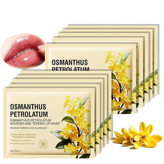 AKARY 10PCS Moisturizing Lip Mask, Osmanthus Nourish & Tender Lip Patches for Spa Daily Labial Masks Skincare Hydrating to Reduce Wrinkles Dryness, Reduce Lips Wrinkles, Radiant Chapped Lips (10)