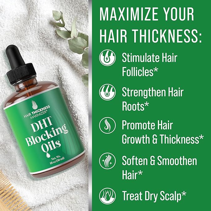 DHT Blocker for Women, Men – Strengthens & Hydrates Thinning, Dry Hair for a Healthier-Looking Scalp – Vegan & Unscented 1oz Serum