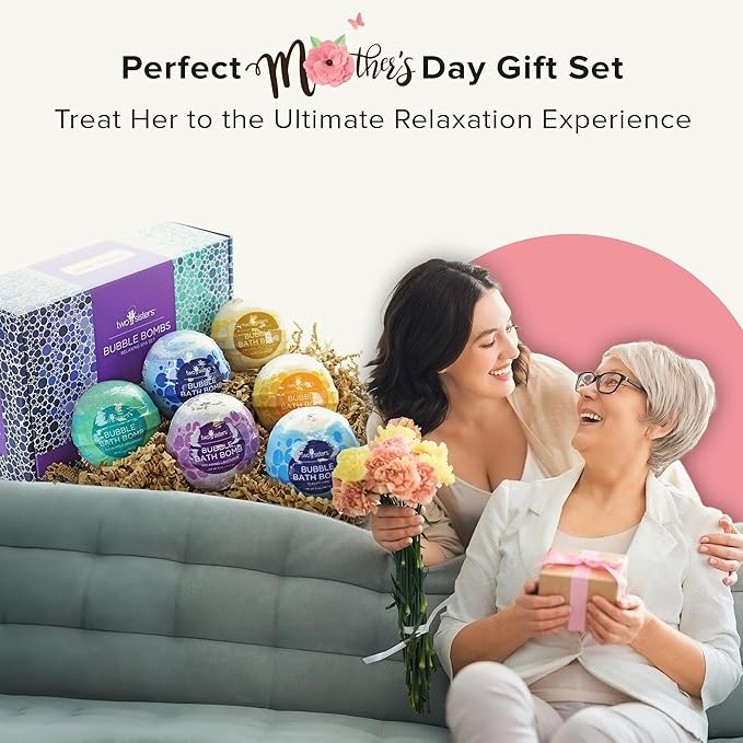 Two Sisters Relaxing Bath Bombs for Women, Girls, Teens & Kids (6 Pack) - Natural Bubble Bomb, Moisturizes Dry Skin, Aromatic Scents, USA Made - Christmas Stocking Stuffers for Women by Two Sisters