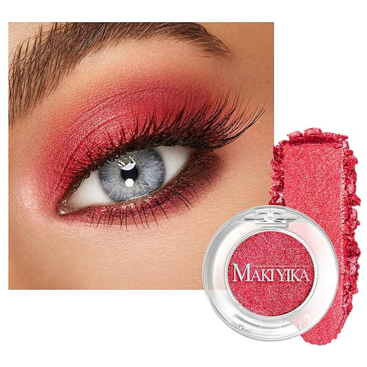 MAKI YIKA Dark Red Crème Eyeshadow Single, Shimmer Vampire Red Cream Eye Shadow palette for Women, Color Stay Long Lasting Waterproof Eye Makeup Monochrome Eyeshadows,#17