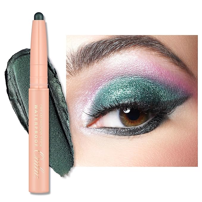 Oulac Dark Green Eyeshadow Stick – Twist-Up Creamy Crayon, Waterproof Long Lasting Eye Makeup, Vegan & Cruelty-Free Eye Makeup, 1.25g, 16 So Jade